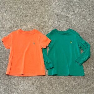 Polo by Ralph Lauren Orange and Green Sleeve Tees